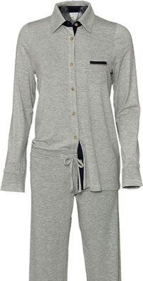 Pyjama Blossom Viskose Elasthan geknöpft grau melange Gr 36-46