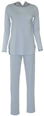 Damen Pyjama Davina Seide Viskose langarm misty blue