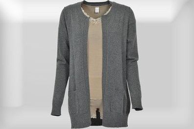 Strickjacke Kaschmirstrickjacke Hemisphere grau melange