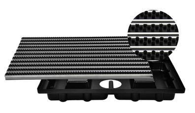 Aluprofilmatte Bürsten 22 mm + Bodenwanne Schwarz robust rutschfest
