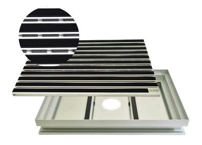 Fußmatte Gummiprofil Aluprofilmatte mit Schmutzfangwanne Wasserablauf robust