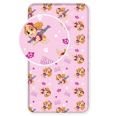 Paw Patrol Spannbettlaken 90x200 cm aus 100?% Baumwolle mit 25 cm Steghöhe