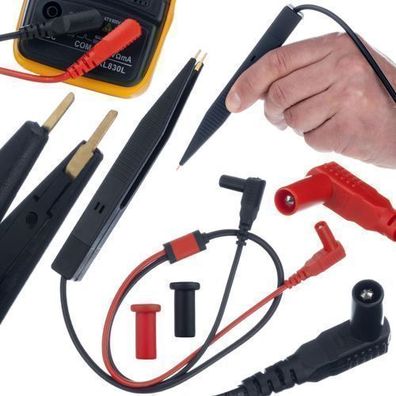 Rosfix Messleitungen Multimeter Set – 1000V 20A | 4mm Stecker, 151mm Pinzette