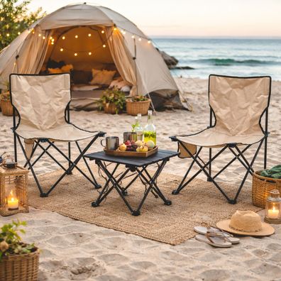 3tlg Outdoormöbel Campingmöbelset Campingstuhl Campingtisch Outdoor inkl Tasche