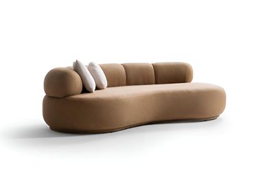 Brauner 3-Sitzer-Sofa Wohnzimmer-Sofa Gebogenes Sofa Wohnzimmermöbel