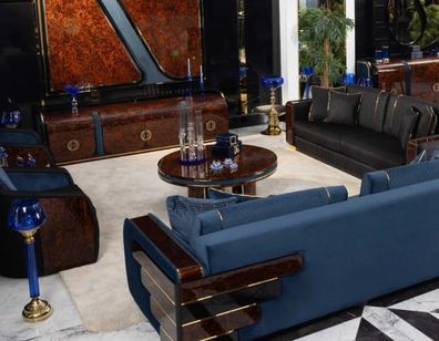 Moderner Brauner Wohnzimmer Couchtisch Designer Goldakzente