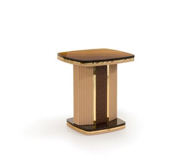 Stilvoller Brauner Beistelltisch Wohnzimmer Quadratischer Tisch