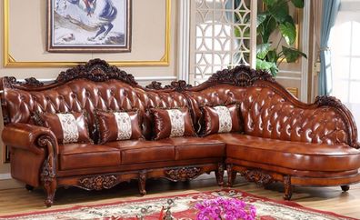 Kunstleder Ecksofa L-form Eckcouch Chaiselongue-Sofa Braun Polsterecke