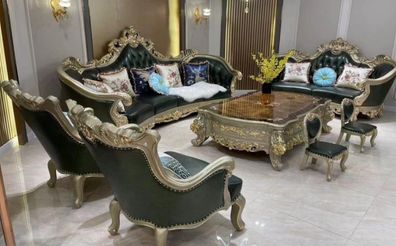 Komplettes Sofa Garnitur Wohnzimmer Design Luxuriöser Couchtisch Set 7tlg