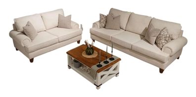 Modernes 2-teiliges Wohnzimmer-Set: 3-Sitzer und 2-Sitzer in Grau