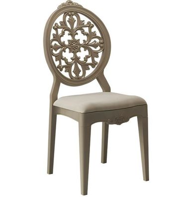 Beiger Carbon-Stuhl mit Rückenlehne für Ess- & Wohnzimmer