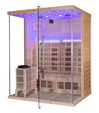 Zweifach-System Sauna: Infrarot & Trockendampfsauna mit Saunaofen