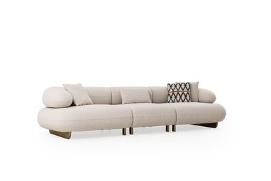 Beige 5-Sitzer Couch Designer Stoffsofa mit verstellbarer Rückenlehne
