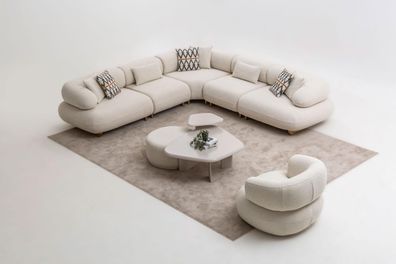 Exklusive Sofagarnitur Designer Eksofa Sessel Beistelltisch Hocker