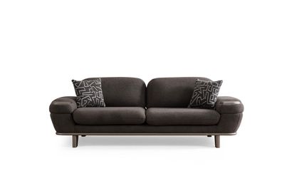 Brauner Dreisitzer Wohnzimmer Polstersofa Designer Textilcouch