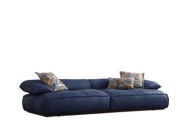 Elegantes Blaues Ledersofa Wohnzimmer Couchen Polstersofa