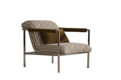 Beiger Polstersessel Designer Wohnzimmer Sitzmöbel Loungesessel