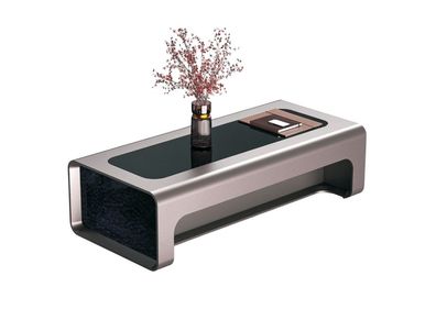 Modernes Couchtisch-Design in Schwarz mit silbernem Rahmen