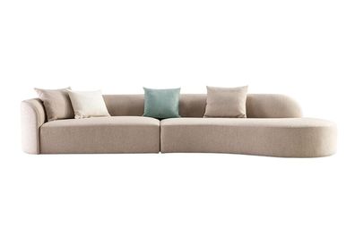 Komprimierbares Sofa Beige Stoff Luxuriöses Sofa für das Wohnzimmer