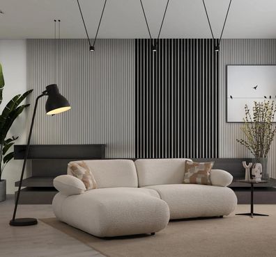 Weißes Ecksofa Designer Wohnzimmer Luxus Textil Couch Stoffsofa