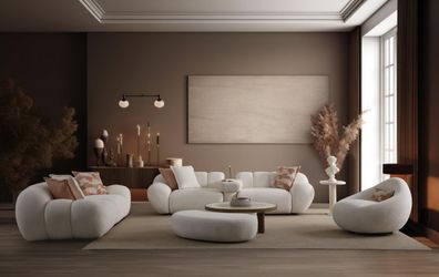 Wohnzimmer Couchgarnitur 2x Polstersofas Beistelltisch Textilsessel