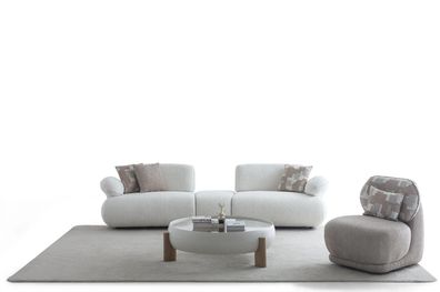 Weiße Couchgarnitur Moderner 4-Sitzer Luxuriöser Stoffsessel