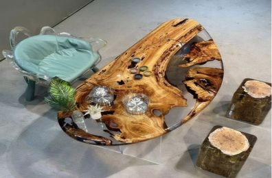 Stilvoller Brauner Epoxidharztisch Designer Esszimmer Möbel Tische