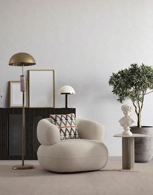 Beiger Polstersessel Wohnzimmer Sitzmöbel Designer Sessel