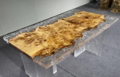 Eleganter Esstisch Moderner Epoxidtisch Esszimmer Eisstruktur Tisch