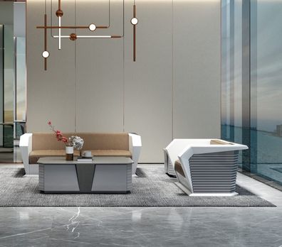 Elegantes 3 + 1 Ledersofa-Set mit Couchtisch – stilvoll und pflegeleicht