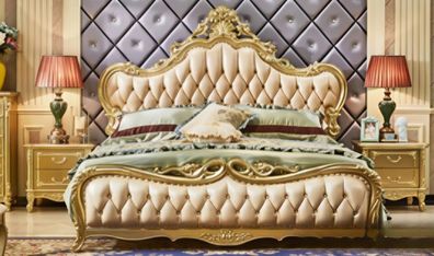 Klassisches Schlafzimmer Set Massivholz Bett+ 2x Nachttische Komplettes