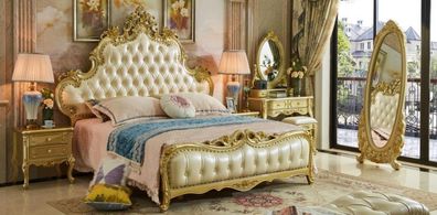 Schlafzimmer Set Bett klassischen Design 2x Nachttische Komplett Schminktisch