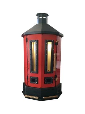 Roter Gartenofen aus Edelstahl mit Glas, stilvoll und langlebig