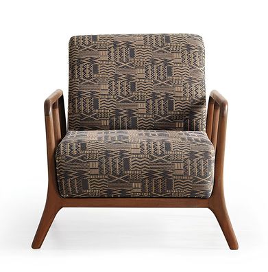 Stilvoller Sessel Modernes Design Braun-beiges Muster Holzrahmen