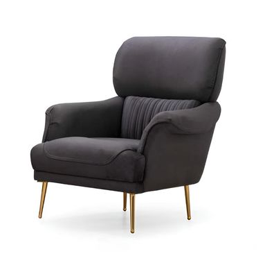 Schwarzer Sessel mit elegantem Design und goldenen Beinen