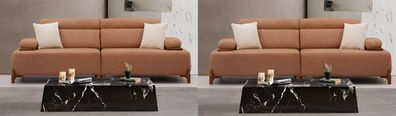 Braunes 3-Sitzer Sofa + 3-Sitzer Sofa mit modernen Holzelementen