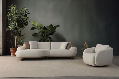 Wohnzimmer-Set Modulares Ecksofa in L-Form mit Sessel