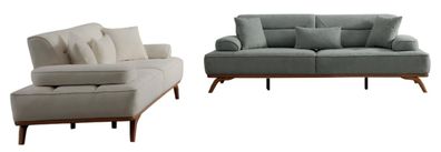 Stilvolle Grau-Beige Sofagarnitur Designer 3-Sitzer Polstercouchen