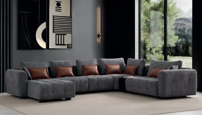 Ecksofa U-Form in elegantem Grau – modern gemütlich vielseitig