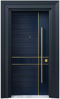 Designer Schwarze Eingangstür Stilvolle Metalltüren Wohntüren