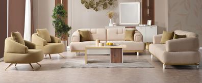 Luxuriöse Wohnzimmer Sofagarnitur Designer Sessel 3-Sitzer Sofas