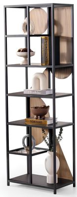 Elegantes Bücherregal im modernen Design mit Metall- und Holzakzenten