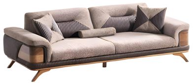 Stilvolles 3-Sitzer Sofa mit modernem Stoff und edlen Holzdetails