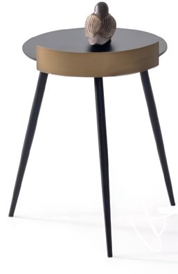 Designer Beistelltische mit goldener Umrandung und schwarzer Platte