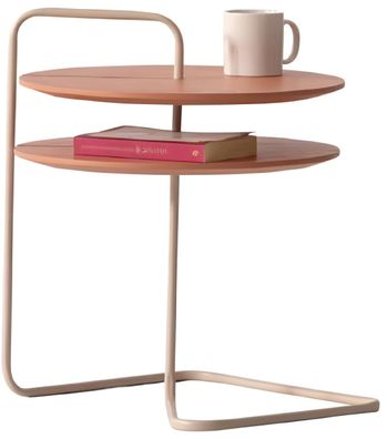 Designer Beistelltisch mit zwei Ebenen und minimalistischer Struktur