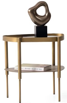 Schwarz-Beiger Beistelltisch Wohnzimmer Ablagetische Metalltische