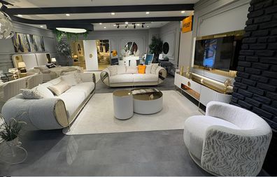 Luxuriöser Weißer Polstersessel Wohnzimmer Einsitzer Textilsessel