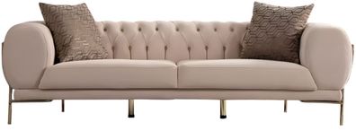 Luxuriöses Beiges Chesterfield Sofa Wohnzimmer Polster 3-Sitzer