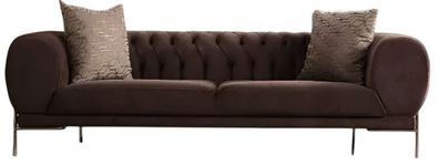 Braunes Chesterfield Sofa Designer Dreisitzer Wohnzimmer Polstersofa