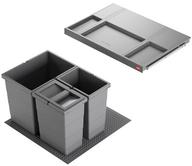 Hailo Allegro System 1x 18 und 2x 8 Liter Mülleimer Küche Einbau 60cm Schublade